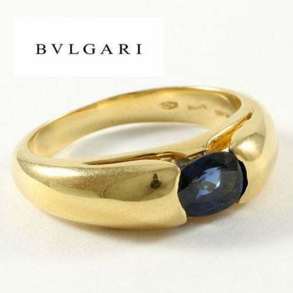 BVLGARI 18k Yellow Gold 1.00ct Sapphire Ring